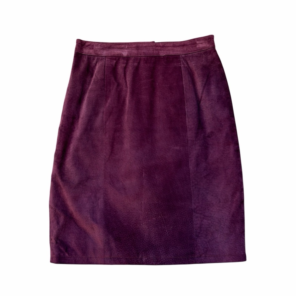 Vintage Global Identity Suede Leather Pencil Skirt